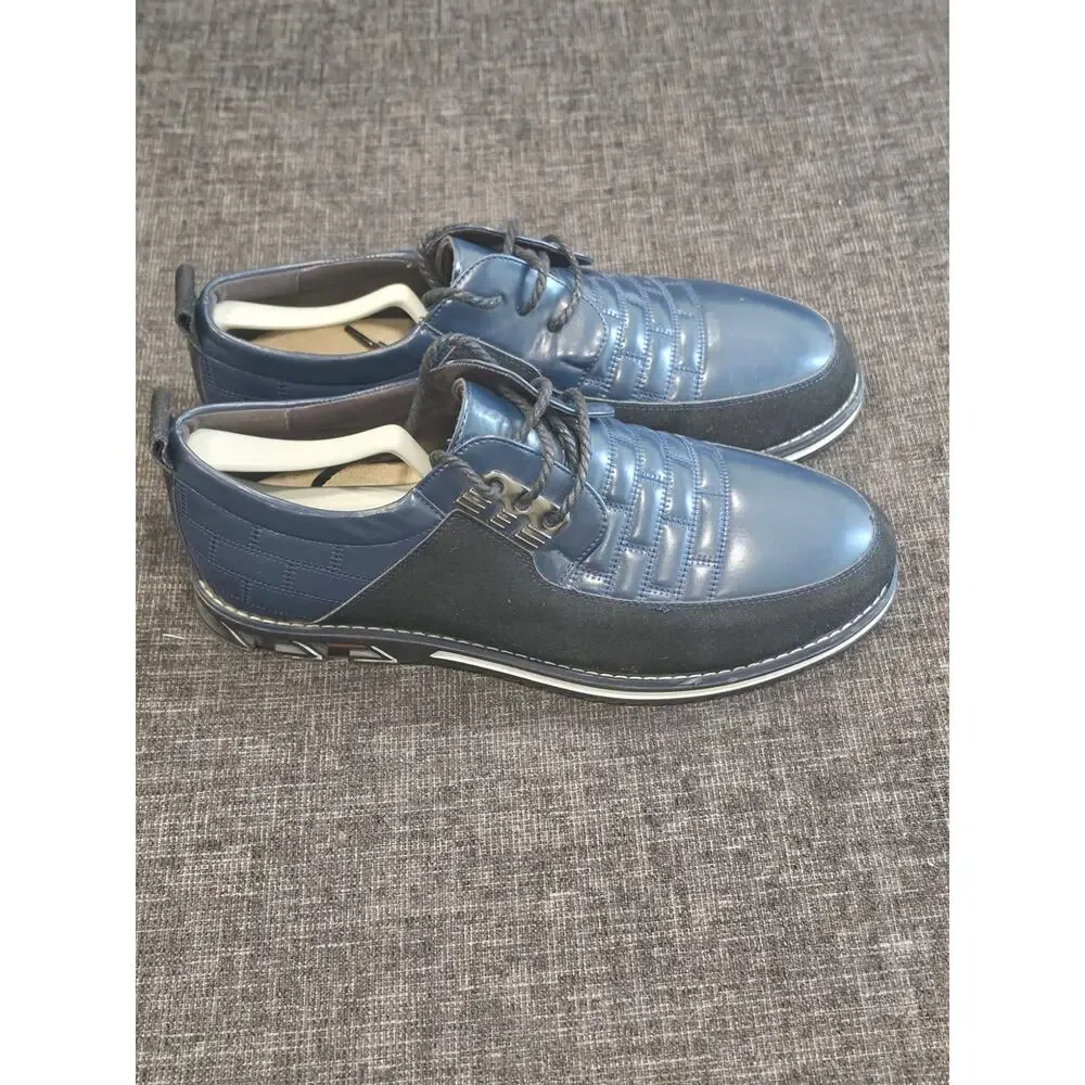 Gatsby Oxford Derby Orthopedic Leather Shoes Mens 11 EU 45 Blue Black Comfort